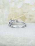 2ct Round Cut Diamond Engagement Ring Leaf Milgrain Accents 14k WhiteGold Finish