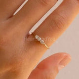 0.2ct Round Cut Moissanite Minimalist Trilogy Women Ring 14k Yellow Gold Plated