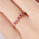 0.3ct Round Cut Simulated Pink Ruby Minimal Engagement Ring 14k Rose Gold Plated