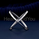 0.4ct Round Cut Moissanite Criss Cross Women Wedding Band 14k White Gold Plated