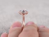 2.2ct Oval Cut Blue Aquamarine Halo Ring 14k Rose Gold Finish with Round Accents