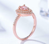2.55ct Engagement Ring Pear Cut Peach Morganite Dual Halo 14k Rose Gold Finish