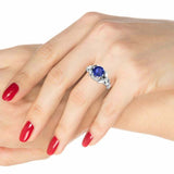 2.4ct Round Cut Blue Sapphire Engagement Ring Floral Cocktail 14k WhiteGold Over
