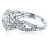 4.5ct Round Cut Diamond Dual Halo Split Band Cocktail Ring 14k White Gold Finish