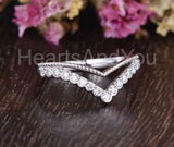 0.5ct Round Cut Moissanite Chevron Bezel Set Wedding Band 14k White Gold Plated