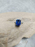 2ct Engagement Ring Emerald Blue Sapphire Braided Solitaire 14k White Gold Over