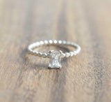 1ct Engagement Ring Radiant Cut Diamond Ball Shank Solitaire 14k White Gold Over