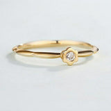 0.3ct Round Cut Diamond Engagement Ring Flower Dainty 14k Yellow Gold Finish