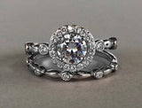 Bridal Set Engagement Ring 2ct Round Brilliant Cut Diamond 14k White Gold Finish