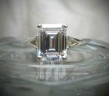 Split Shank Solitaire Engagement Ring 3ct Emerald Cut Diamond 14k WhiteGold Over