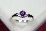 0.4ct Engagement Ring Oval Cut Purple Amethyst Solitaire 14k White Gold Finish