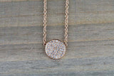 1ct Round Cut VVS1 Diamond Cluster Women Pendant with Chain 14k Rose Gold Finish