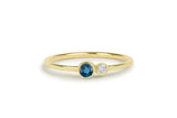 0.4ct Round Cut Blue Sapphire Two Stone Minimalist Ring 14k Yellow Gold Finish