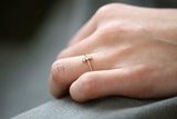 Trilogy Minimalist Engagement Ring 0.3ct Baguette Diamond 10k Yellow Gold Finish