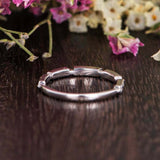 0.7ct Round Blue Sapphire Stackable Anniversary Wedding Band 14k White Gold Over