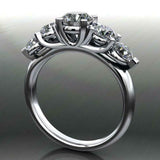 5 Stone Anniversary Wedding Ring Band 2ct Round Cut Diamond 14k WhiteGold Finish