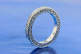 2.4ct Cushion Blue Sapphire Filigree Milgrain Bridal Set Ring 14k WhiteGold Over