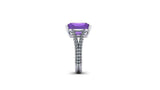 2ct Radiant Cut Purple Amethyst Engagement Ring Split Shank 14k WhiteGold Finish