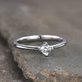 0.4ct Engagement Ring Cushion Cut Diamond Solitaire Design 14k White Gold Finish