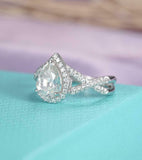 Halo Infinity Split Band Engagement Ring 2ct Pear Cut Diamond 14k WhiteGold Over