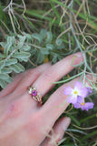1ct Round Cut Pink Ruby Engagement Ring Floral Petal Leaf 14k Yellow Gold Finish