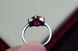 2.25ct Engagement Ring Round Cut Pink Ruby Flower 14k White Gold Finish
