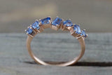 1ct Baguette Cut Blue Sapphire Wedding Band 14k RoseGold Finish Stackable Design