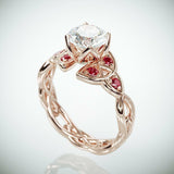 2Ct Round Diamond Ruby Trinity Knot Celtic Engagement Ring 14K Rose Gold Finish