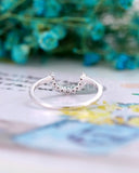 0.4ct Round Cut Moissanite Art Deco Chevron Engagement Ring 14k WhiteGold Plated