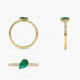 0.4ct Pear Cut Simulated Emerald Accented Engagement Ring 14k White Gold Plated
