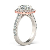 3Ct Round Cut VVS1 Diamond Double Halo Engagement Ring 14K Dual Tone Gold Finish