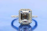 2ct Emerald Cut Diamond Engagement Ring Halo Bridal Set Band 14k White Gold Over