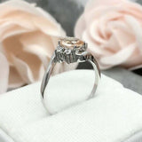 1ct Engagement Ring Oval Cut Morganite Swirl Twist Solitaire 14k White Gold Over