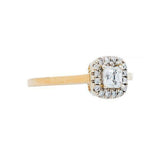 1.6ct Asscher Cut Diamond Engagement Ring Halo Solitaire 14k Yellow Gold Finish