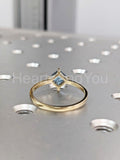 0.5ct Asscher Cut Simulated Blue Aquamarine Solitaire Ring 14k YellowGold Plated