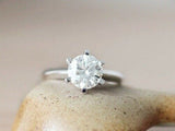 1Ct Round Cut Diamond Six Prong Solitaire Engagement Ring 18K White Gold Finish