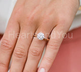 0.5ct Round Cut Moissanite Solitaire Women Engagement Ring 14k Rose Gold Plated