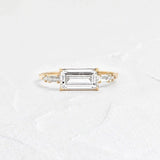 0.3ct Baguette Cut Simulated Diamond Minimalist Ring 14k Yellow Gold Plated