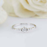 1ct Round Cut Diamond Engagement Ring Minimalist Solitaire 14k White Gold Finish