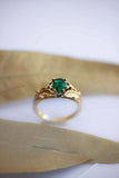 1ct Pear Cut Green Emerald Engagement Ring Floral Petal Leaf 14k YellowGold Over