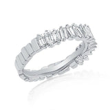 1.5ct Baguette Cut Diamond Wedding Band Cluster Full Eternity 14k WhiteGold Over