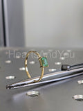 0.5ct Baguette Cut Simulated Green Emerald Solitaire Ring 14k Yellow Gold Plated