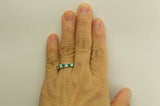4Ct Princess Cut Green Emerald Diamond Wedding Eternity Band 14K White Gold Over