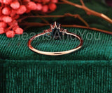 0.5ct Marquise Cut Simulated Black Diamond Three Stone Ring 14k Rose Gold Plated