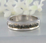2ct Round Black Diamond Wedding Band Stackable Half Eternity 14k White Gold Over