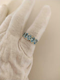 2.5ct Wedding Ring Band Oval Cut Blue Aquamarine Five Stone 14k WhiteGold Finish
