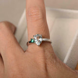 1ct Pear Cut Aquamarine Engagement Ring Two Stone Solitaire 14k White Gold Over