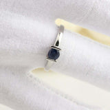 0.5ct Round Cut Blue Sapphire Tension Set Solitaire Ring 14k White Gold Finish