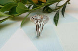 1.5ct Pear Cut Peach Morganite Engagement Ring 14k WhiteGold Over Trio Set Women