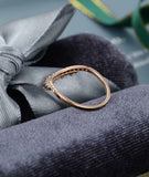 Stackable Curved Crown Wedding Band 1.4ct Round Black Diamond 14k Rose Gold Over